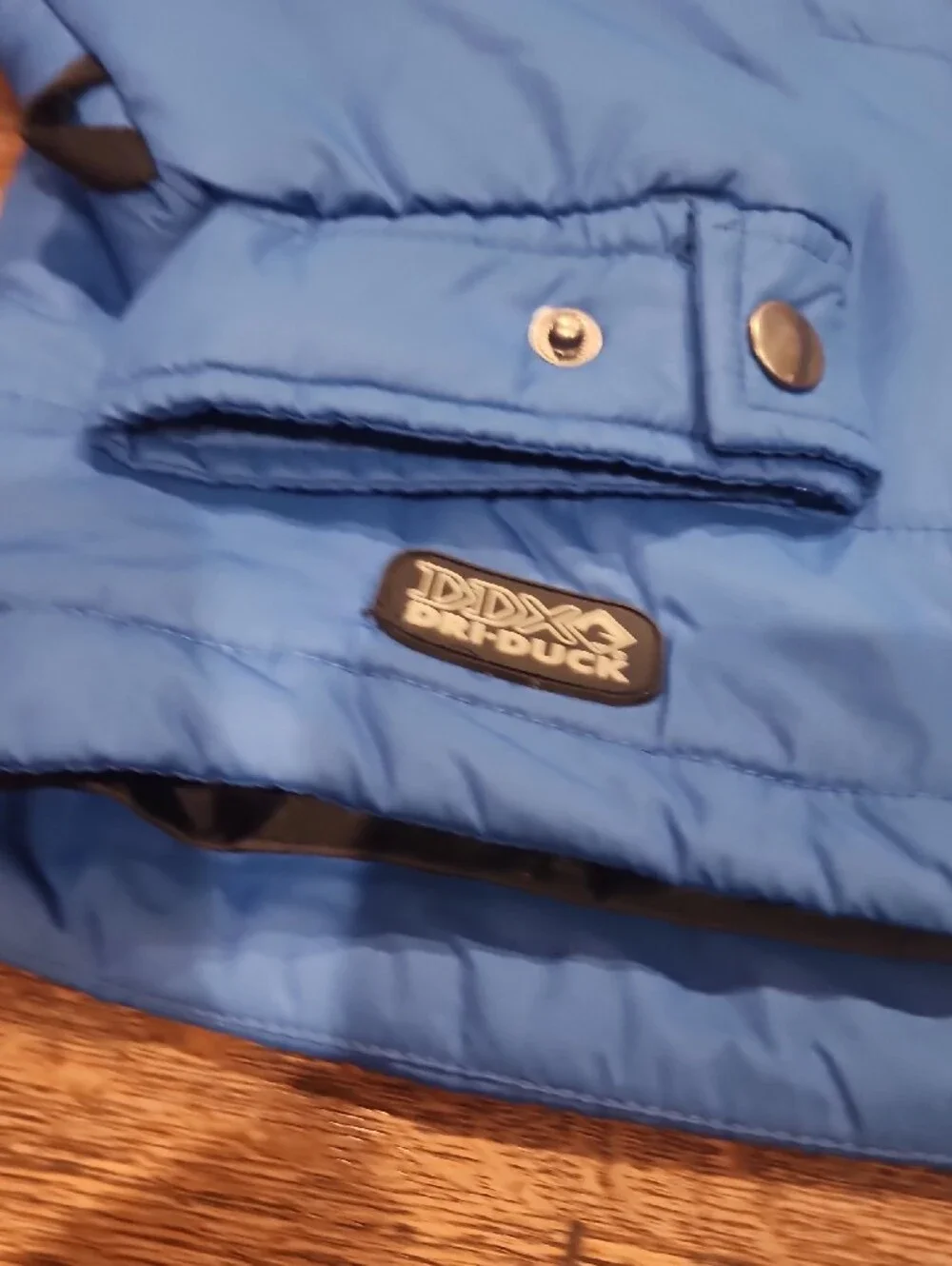 Men's Blue Quilted Puffer Jacket with Snap Front